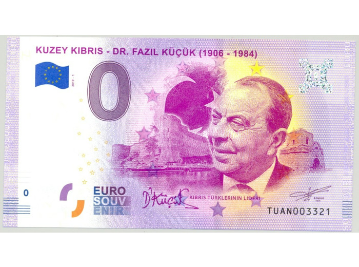 TURQUIE 2019-1 KUZEY KIBRIS DR FAZIL KUCUK BILLET SOUVENIR 0 EURO