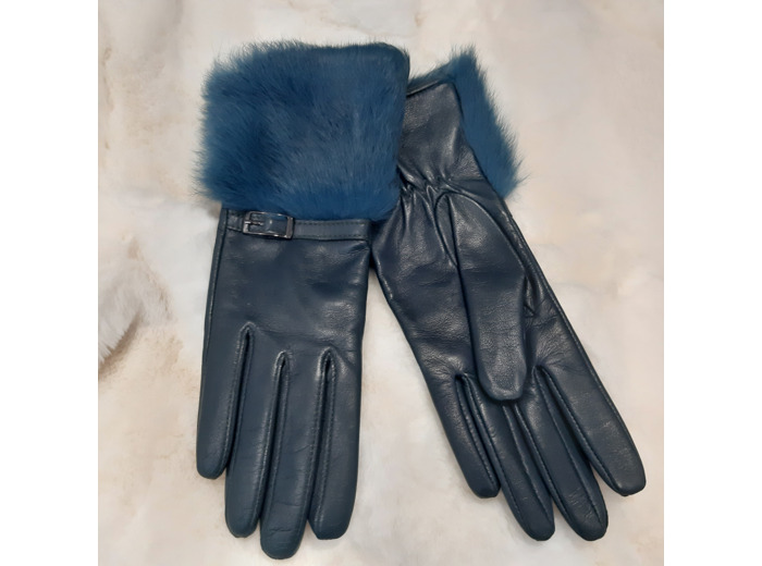 GF214 Gants femme cuir agneau noir, marine, bleu pétrole