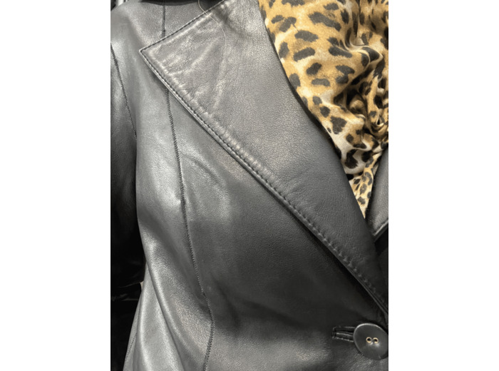 MF 3990 Manteau femme cuir noir