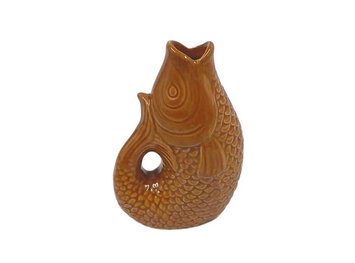 Vase ceramic Poisson pm marron