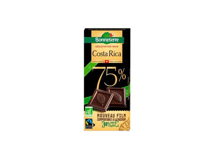 Chocolat Noir bio 75% Costa Rica-80g-Bonneterre