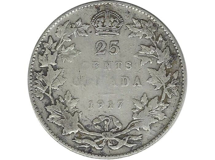 CANADA 25 CENTS 1917 TB