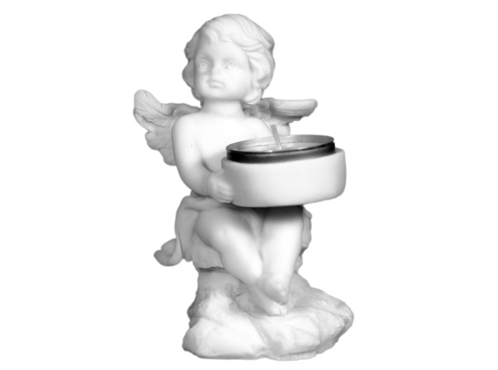 Statue en albâtre 10cm - ANGE BOUGEOIR Blanc