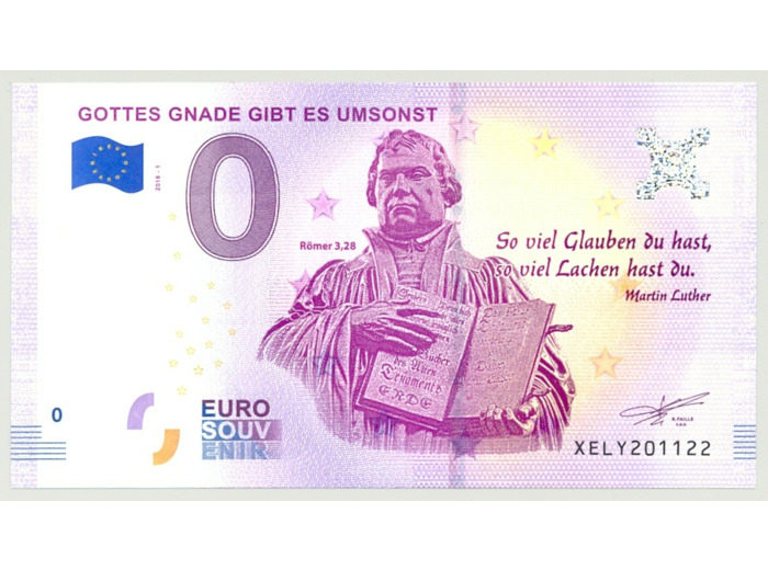 ALLEMAGNE 2018-1 GOTTES GNADE GIBT ES UMSONST BILLET SOUVENIR 0 EURO TOURISTIQUE