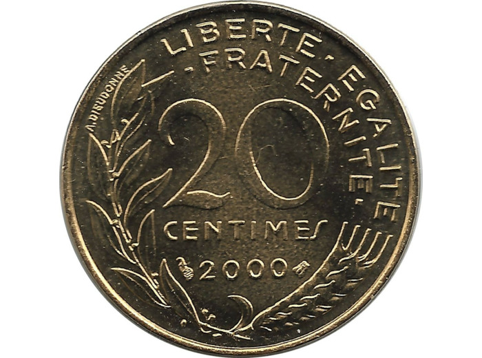 FRANCE 20 CENTIMES LAGRIFFOUL 2000 BU