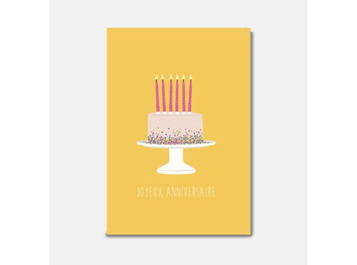 Carte Joyeux Anniversaire Gâteau Jaune - Pascale Editions