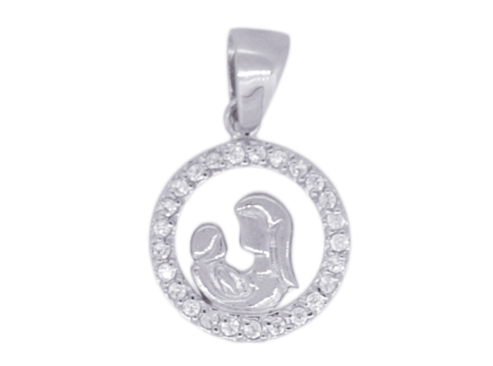 Pendentif en Argent 925 - VIERGE  ET ENFANT