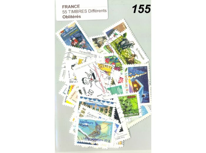 55 TIMBRES FRANCE DIFFERENTS OBLITERES *155