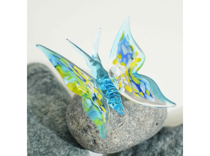 Figurine Miniature Papillon Bleu Verre 4x4x6cm