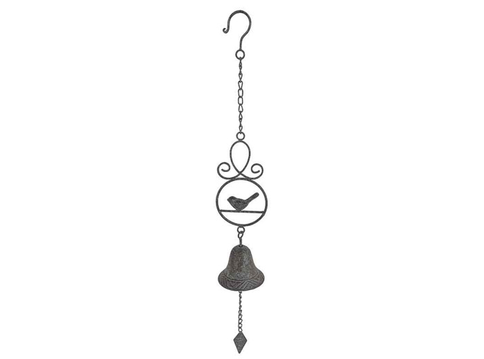 Cloche suspendre oiseaux fonte 10x10x74cm