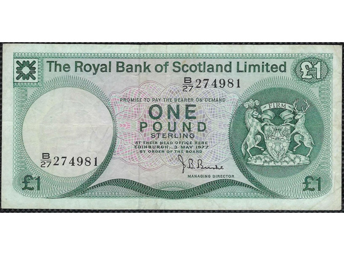 ECOSSE 1 POUND 3-5-1977 B27 TTB (W336)