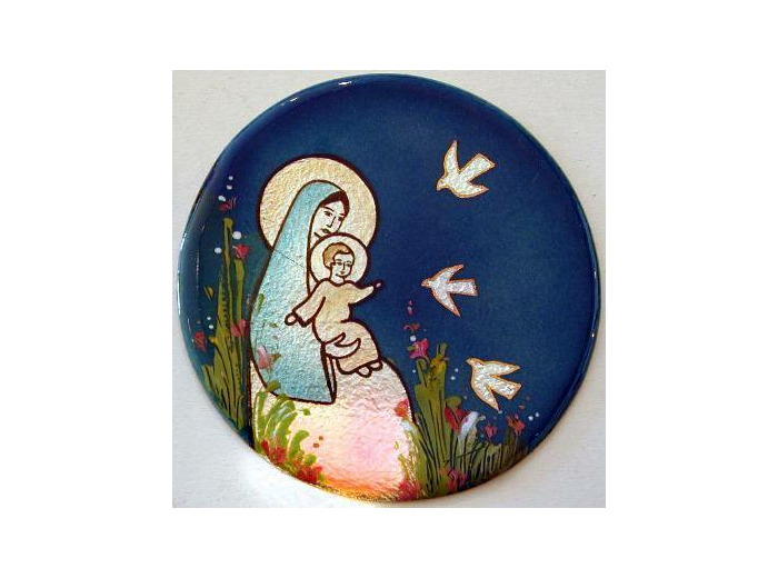 Vierge aux oiseaux D10,5cm - EMAUX DU LIBAN