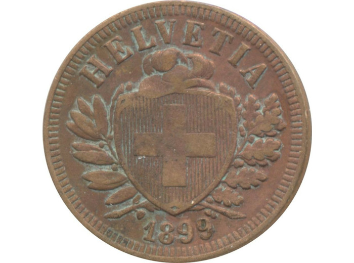 SUISSE 2 RAPPEN (2 CENTIMES) 1899 B TTB