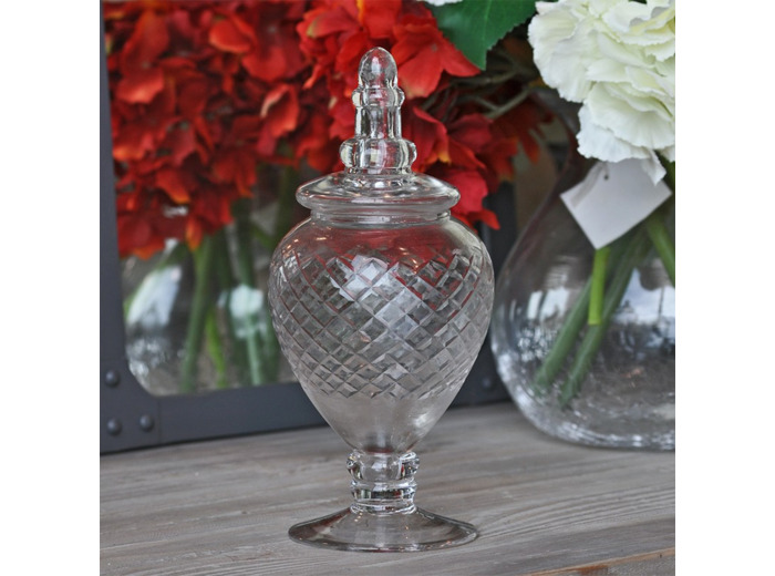 Bocal sur base verre Diamant 21x10cm