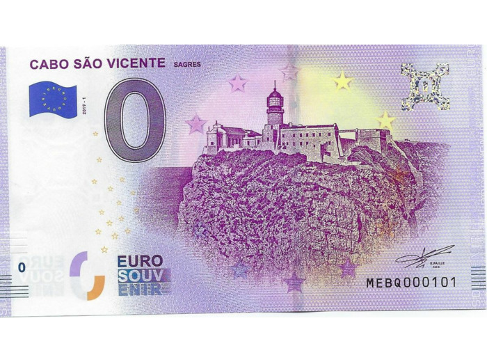 PORTUGAL 2019 -1 CABO SAO VICENTE 0 EURO BILLET SOUVENIR TOURISTIQUE  NEUF