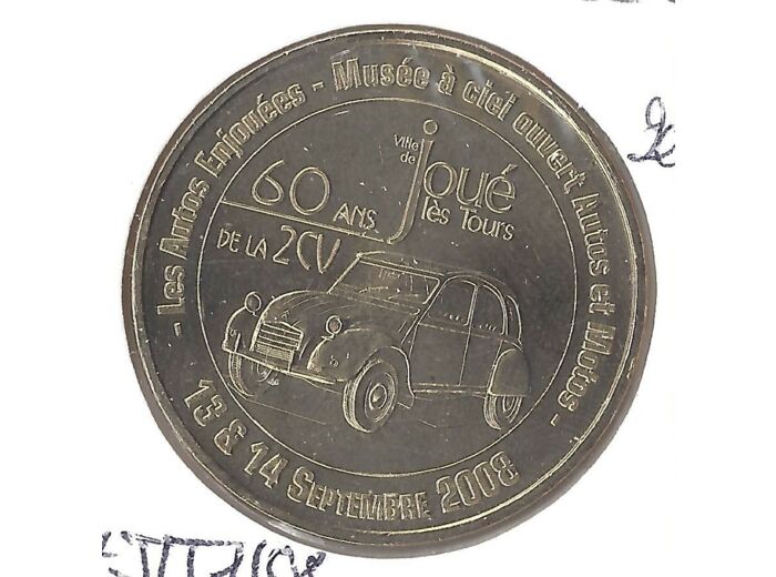 37 JOUE LES TOURS 60 ANS DE LA 2 CV 2008 JETON MEDAILLE TOURISTIQUE