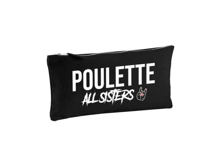 Pochette zippée en coton small - imprimée "Poulettes All Sisters" noire,