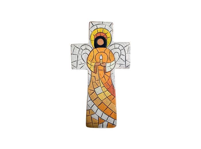 Croix en céramique 15x10cm - ANGE BOUGIE