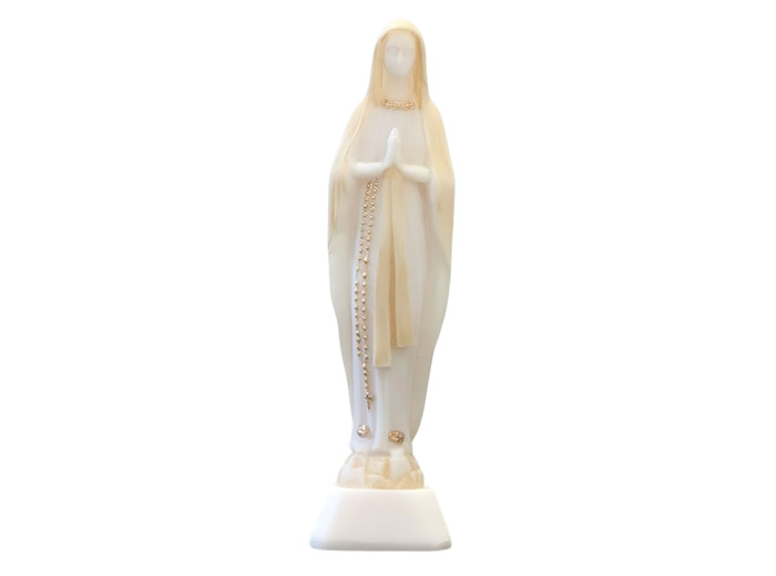 ND de Lourdes - Statue en albâtre 16cm -Beige et Or