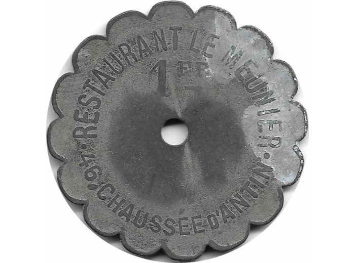 75 SEINE - PARIS 1 FRANC RESTAURANT LE MEUNIER TTB+