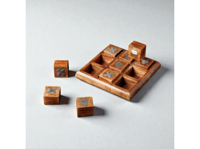 Jeu oxo love en bois de manguier 4x18x18cm