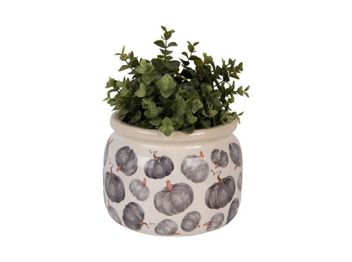 Pot de Fleurs céramique Citrouille gris 20x15cm