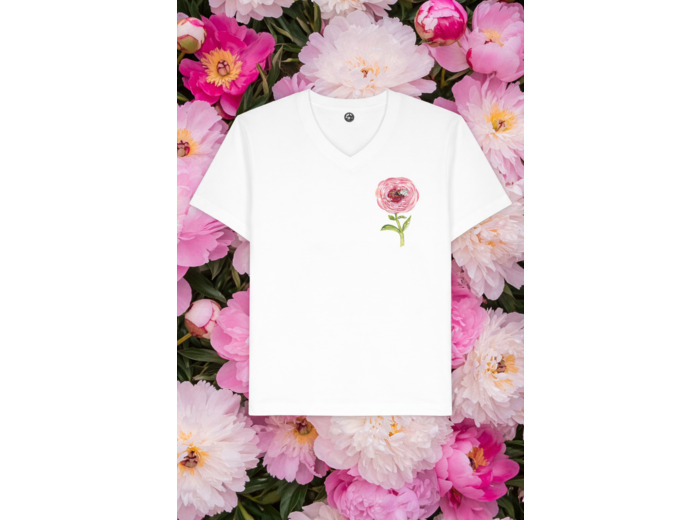 T-shirt col V flower bee