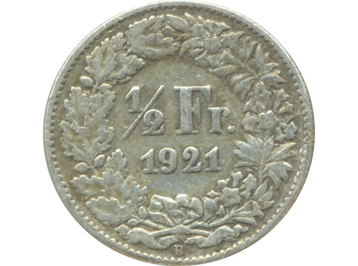 SUISSE 1/2 FRANC 1921 B TTB N2
