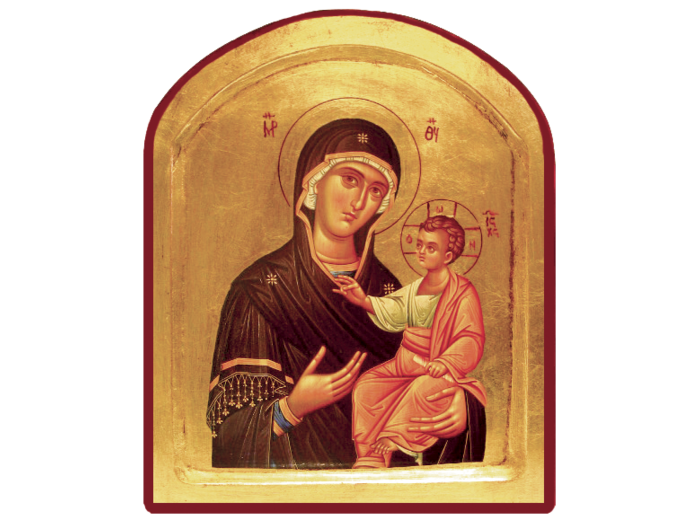 Icône dorée incurvée arrondie 24*30cm - VIERGE PUISSANTE