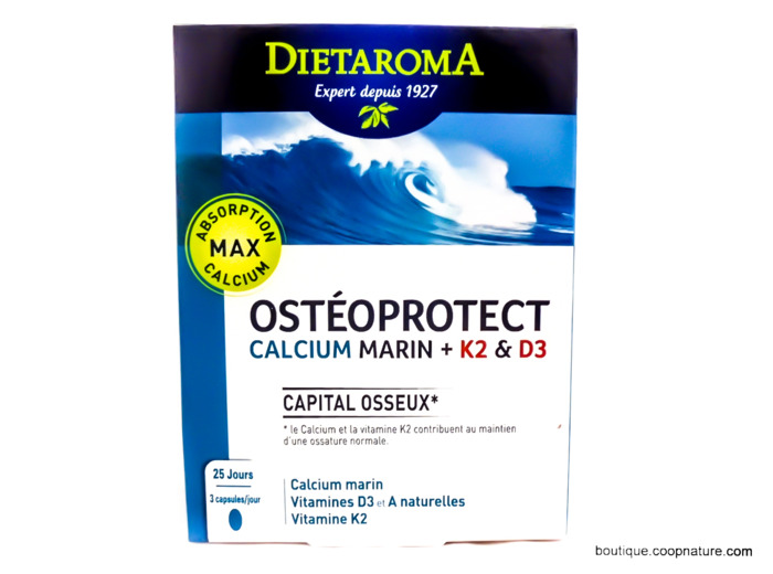 OstéoProtect+ Calcium Marin Vitamines K2 et D3 par 60 Comprimés