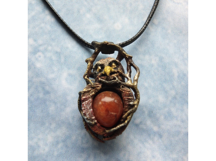 Pendentif "Les ailes de la nuit" pierre naturelle Cornaline