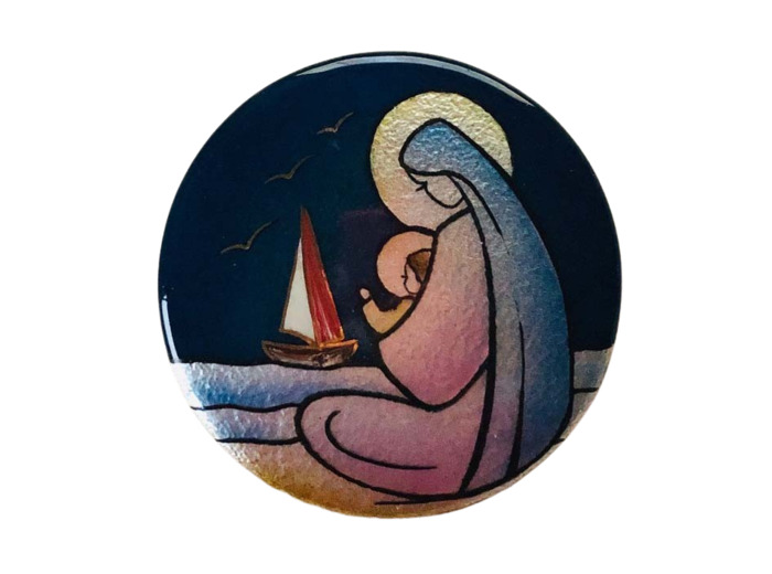 VIERGE de la MER 8,3x8,3cm - EMAUX DU LIBAN