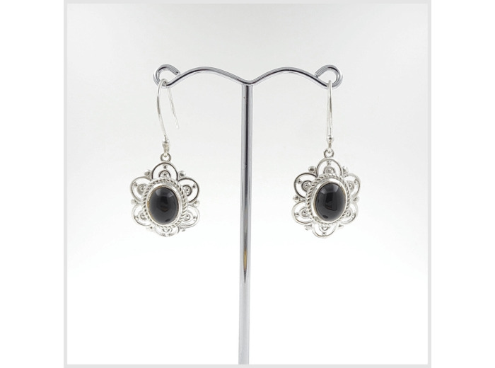 Boucles Onyx en argent massif