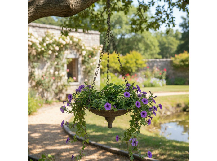 Suspension plantes fer patiné 21x21x10cm