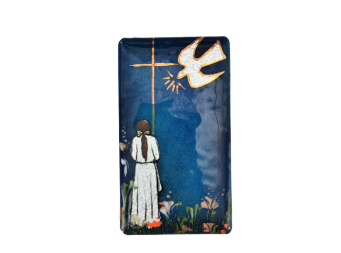 Communiante agenouillée Fille 7X4cm - EMAUX DU LIBAN