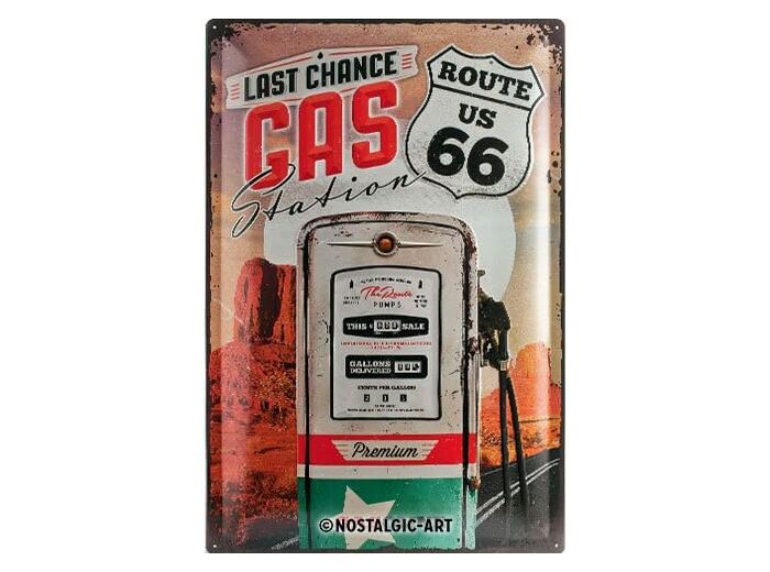 Plaque métal - Route 66 Last Chance Gas Station - 40x60 cm.