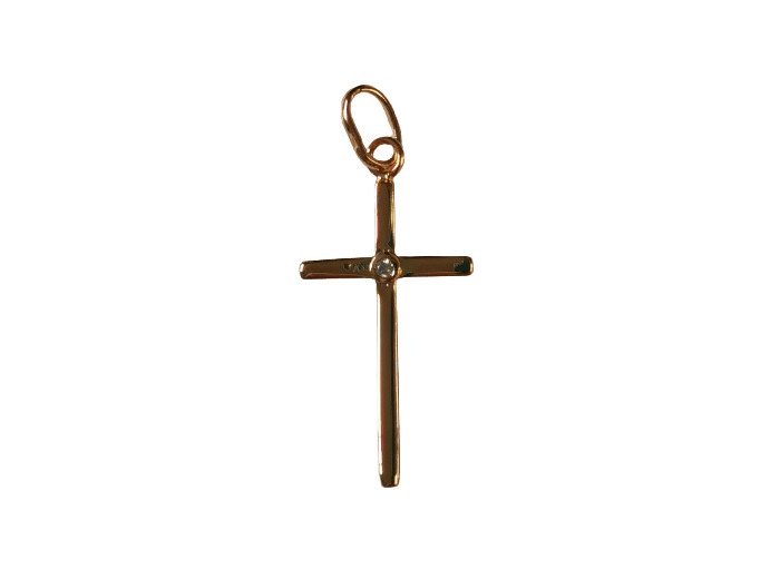 Croix en Plaqué Or 25mm + Oxyde de Zirconium