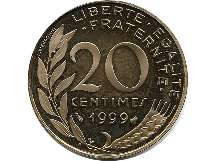 FRANCE 20 CENTIMES LAGRIFFOUL 1999 BE