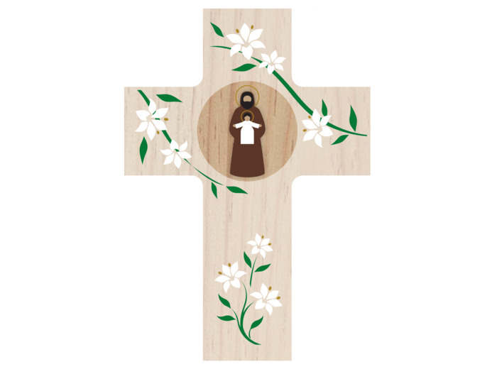 Croix Louange - Saint Joseph - patinée - 14x10cm