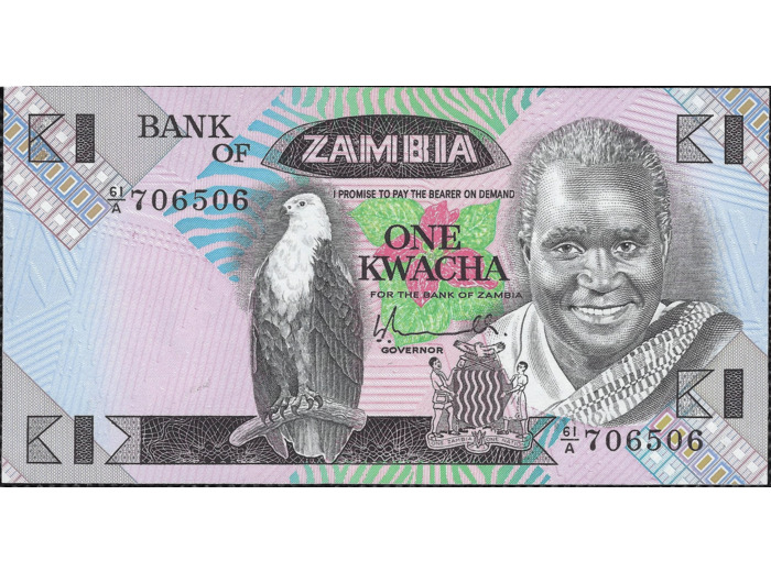 ZAMBIE 1 KWACHA 1986 SERIE 61A NEUF W23b