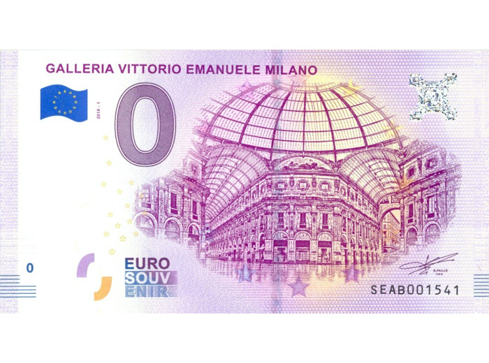 ITALIE 2018-1 GALLERIA VITTORIO EMANUELE MILANO BILLET SOUVENIR 0 EURO