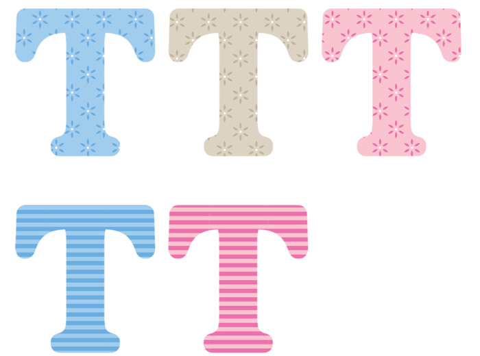 Lettre T x5pcs. Hauteur 5.5cm