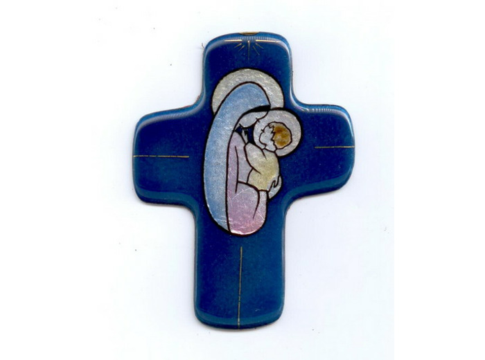 Croix VIERGE OVALE 11,3x8,3cm - EMAUX DU LIBAN