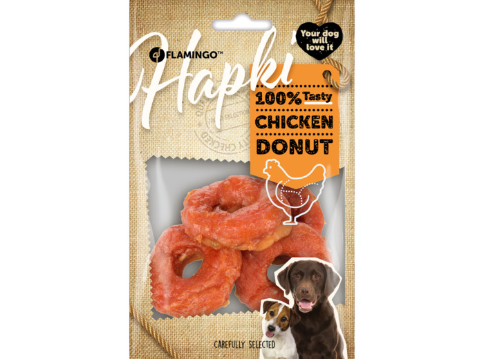 Donuts avec poulet pour chiens - Sachet de 4 donuts - Flamingo