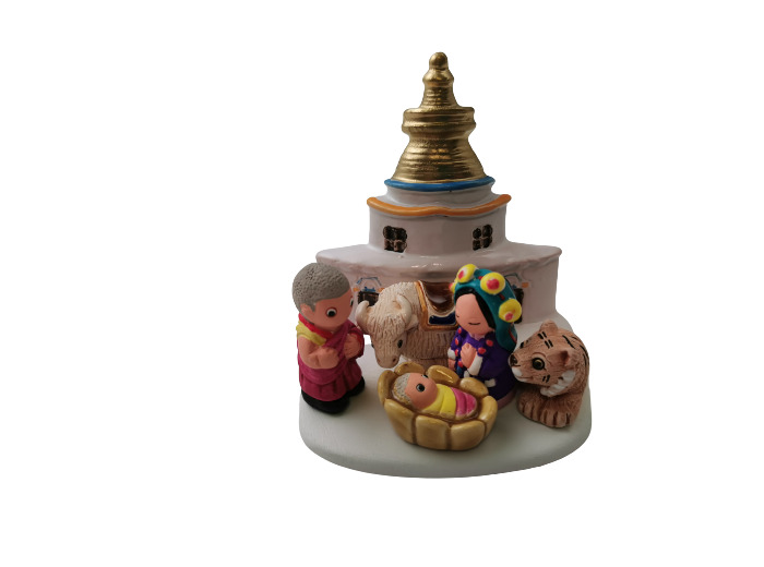 CRECHE en céramique BLOC 8x7cm- TIBET