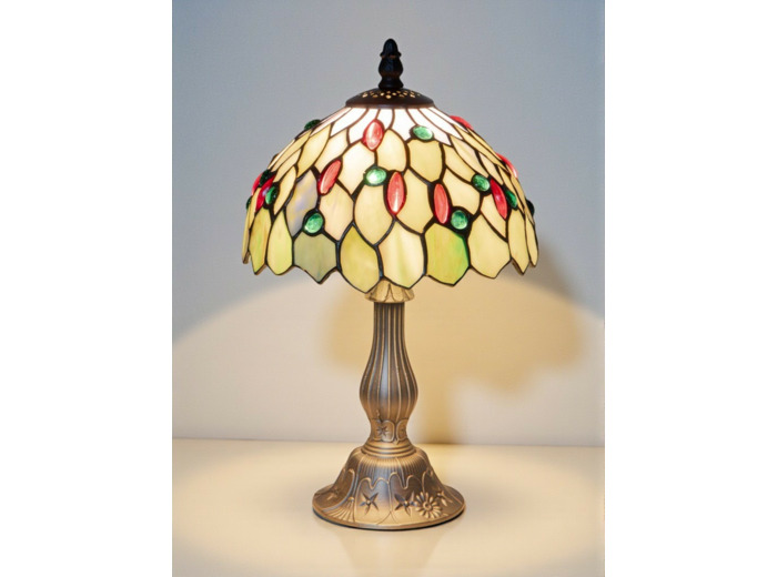 Lampe à poser Floraison en verre émeraude 33x20cm