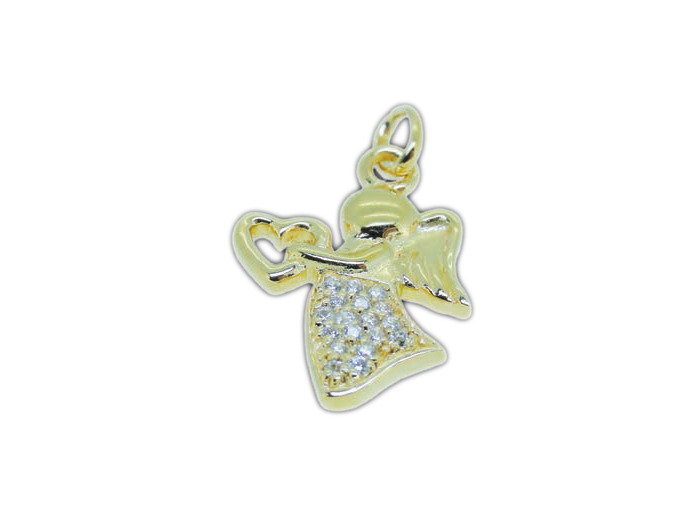 Pendentif en Plaqué Or - ANGE COEUR 20mm