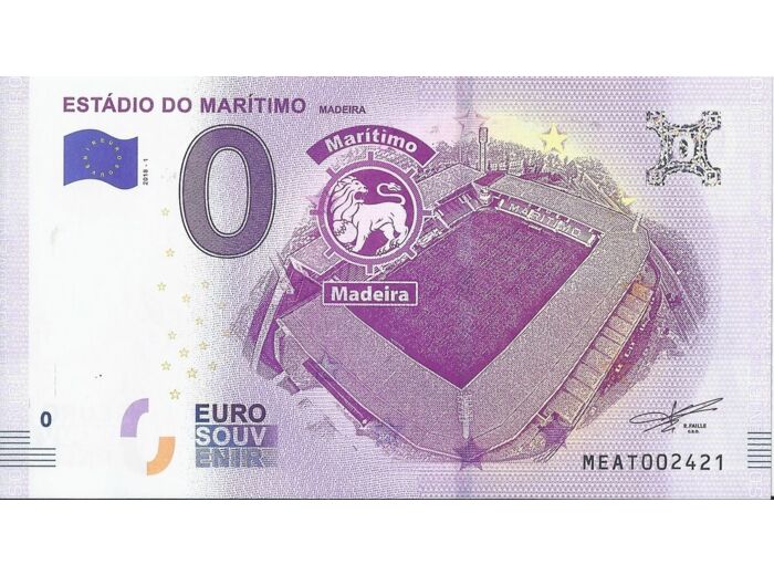 PORTUGAL 2018-1 ESTADIO DO MARITIMO 0 EURO BILLET SOUVENIR TOURISTIQUE  NEUF