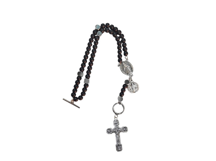 Bracelet chapelet de Combat 4mm. 2 Médailles + Livret - St Benoit
