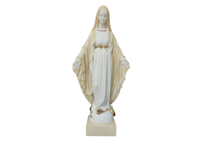 Vierge Miraculeuse - Statue en Albaster 50cm - Beige et Or